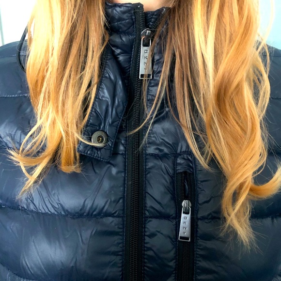 DKNY Foldable Down Hooded Jacket with Buckle - Dark Blue & Black - Picture 7 of 11